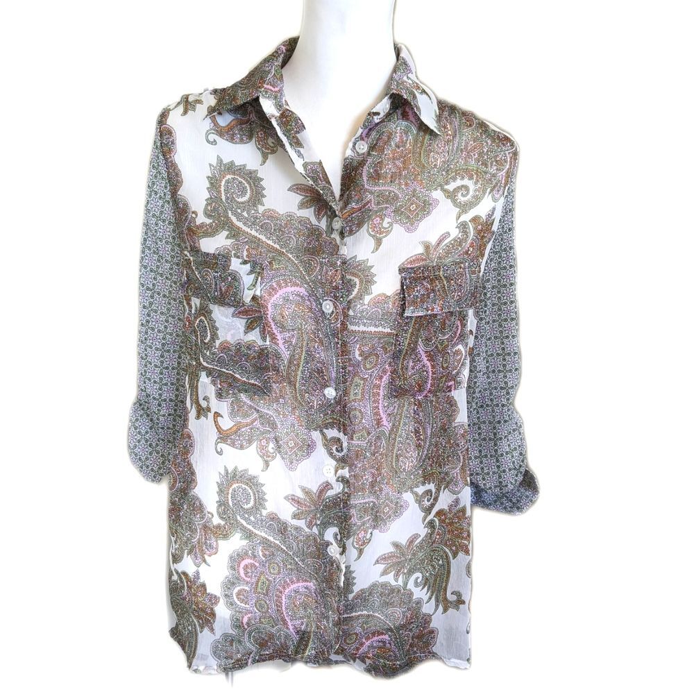 Band of Gypsies Anthropologie sheer high low adjustable length sleeves S